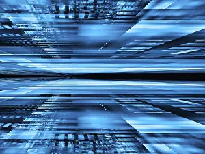 Virtual Reality Image Prints: Abstract vr or sci fi background with perspective effect - 3d illustration