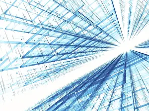 Abstract Technology Background Prints: Abstract white and blue technology background - computer-generated 3d illustration