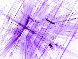 Virtual Reality Concept Prints: Abstract white and purple technology background - computer-generated 3d illustration
