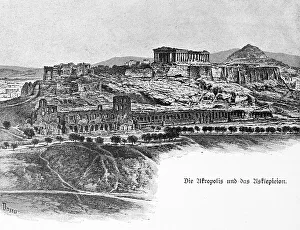 Acropolis Ruins Prints: Acropolis and Asklepieion, columns