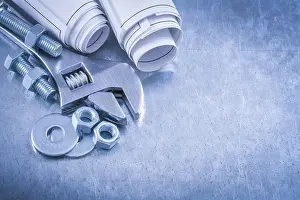 Industrial Design Drawing Prints: Adjustable spanner bolt washers construction nuts screwbolts