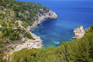 Tramuntana Mountain Range Landscape Prints: Aerial view of the beach Cala de Deia