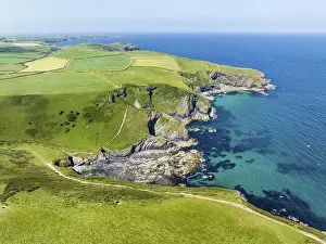 Port Isaac Prints: Aerial View of Port Isaac Coastline Print