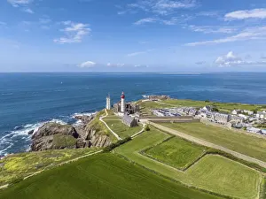 Aerial View Of Red Lighthouse Prints: Aerial view of the distinctive red