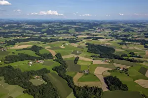 Upper Austria Landscape Photography Prints: Aerial view, fields and meadows