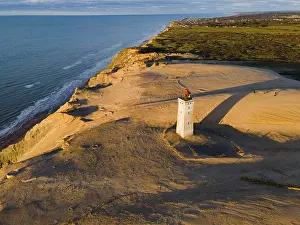 Aerial View Of Lighthouse Prints: Aerial view, lighthouse and dune