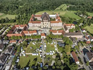 German Federal Republic Religious Building Prints: Aerial view of the Wiblingen monastery complex
