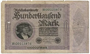 Studio Shot Currency Prints: Age bill, 100, 000 marks, front