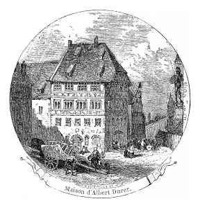 Albrecht Durer Prints: Albrecht Durer's House Vintage Engraved Print