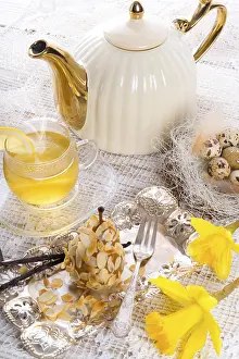Almond Dessert Prints: Almonds pear and tea