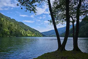 Deserted Austria Landscape Prints: Alpine lake, tree, sky, clouds