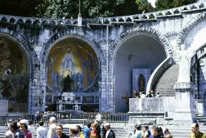 Vintage Church Architecture Prints: Altars in the Basilica of the Immaculate Conception, Lourdes, France 1973