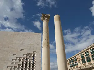 Deserted Building Europe Prints: Two ancient columns in front of a building