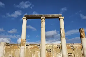 Ancient Greek Temple Prints: Ancient columns under a cloudless blue sky