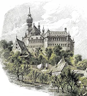 Bavarian Landscape Photos Prints: Andechs Monastery in 1875, Bavaria