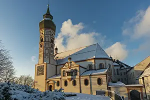 Andechs Monastery Winter Sunset Prints: Andechs Monastery in winter, sunset