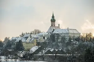 Andechs Monastery Winter Sunset Prints: Andechs Monastery in winter, sunset