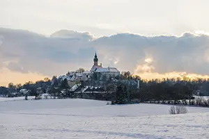 Andechs Monastery Winter Sunset Prints: Andechs Monastery in winter, sunset