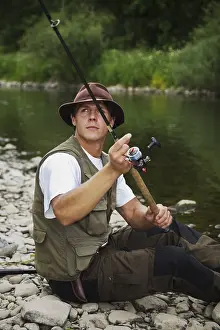 Recreational Fishing Activity Prints: Angler casting a line