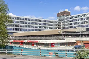 Prints of Anglia Square 1960s brutalist architecture of shopping and office development cleared for demolition, Norwich, Norfolk, England, UK Brutalist Architecture Prints: Anglia Square 1960s Brutalist Architecture Print, Norwich