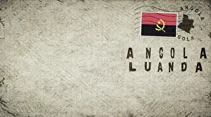 Deserted Desk Scene Prints: Angola Luanda Vintage Mail Envelope, Postmark