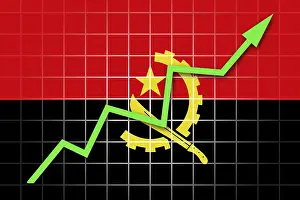 Arrow Graphic Design Prints: The Angolan flag and arrow graph going up