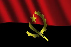 Windy Flag Prints: The Angolan flag flying in the wind