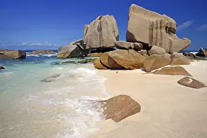 Rock Formations In Seychelles Prints: Anse Marron beach, also La Source Marron