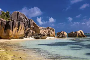 Sandy Beaches In Africa Prints: Anse Source d'Argent, granite rock beach