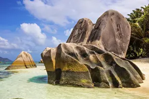 Granite Rock Coast Prints: Anse Source d'Argent, granite rock beach