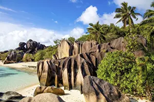 Indian Ocean Shoreline Prints: Anse Source d'Argent, granite rock beach