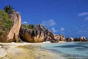 Granite Rock Beach Prints: Anse Source d'Argent, granite rock beach