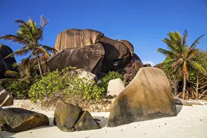 La Digue Seychelles Prints: Anse Source d'Argent, granite rock beach