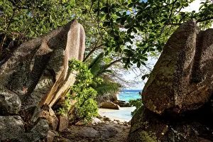 Tropical Ocean Views Prints: Anse Source d'Argent, granite rock beach