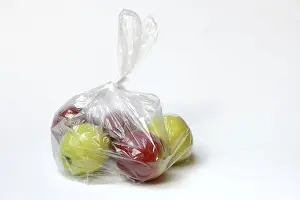 Plastic Bag Packaging Prints: Apple in plastic bag, packaging