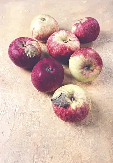 Healthy Eating Image Prints: Apples scattered on the table, selective focus
