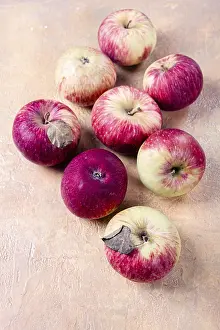 Healthy Eating Concept Image Prints: Apples scattered on the table, selective focus