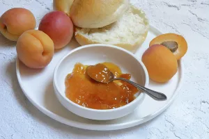 Apricot Jam Prints: Apricot jam in shell and sliced roll