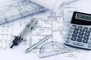 Austria Prints: An Architect's Construction Plan Print with Calculator