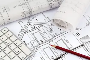 New Home Construction Prints: An architect's plan for the construction of a new home