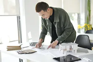 Images Dated 22nd February 2024: Blueprint Print of Modern Home Interior Design