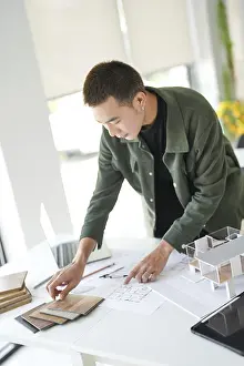 Images Dated 22nd February 2024: Blueprint Print of Modern Home Interior Design