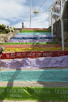 Costa Verde Spain Prints: Art project with colourful steps