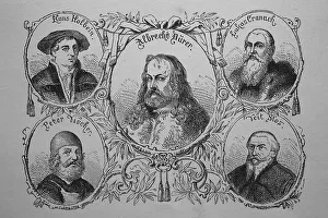 Hans Holbein and 16th Century Artists Woodcut Print, 1870