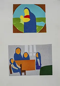 Collage Technique Prints: Vibrant Scenes Double-Sided Art Print