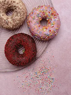 Decorative Food Items Prints: Assorted donuts with icing