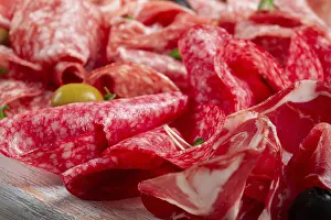 Salami And Ham Platter Prints: Assorted, meat appetizer, prosciutto