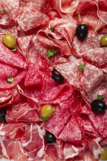 Breakfast Meat Selection Prints: Assorted, meat appetizer, prosciutto