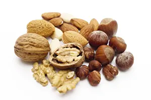 Hazelnut Nutrition Facts Prints: Assorted nuts - walnuts, hazelnuts and almonds