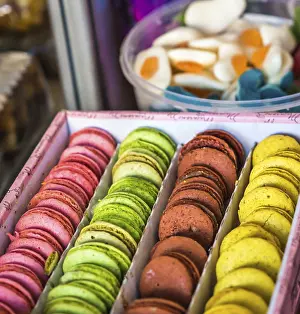 Multicoloured Desserts Prints: Assorted sweet colourful macaroons